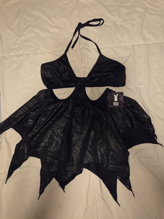 Rolita Couture Dresses & Skirts - Rolita Couture Black Sheer Cutout Rave Festival Dress Bodysuit Large NWT